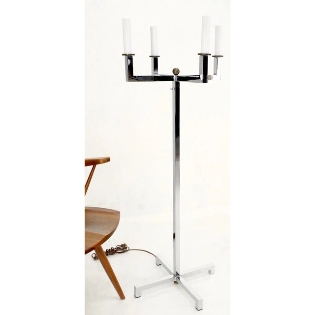 Mid-Century Modern Polished Chrome Cross Shape Base Mid-Century Modern 4 Way Floor Lamp Parzinger For Sale - Image 3 of 13