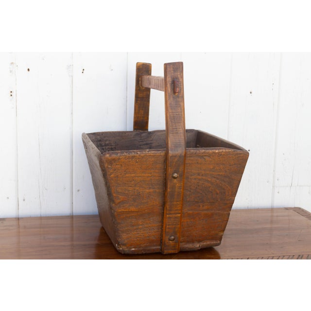 Asian Brown Glazed Vintage Asian Basket For Sale - Image 3 of 7