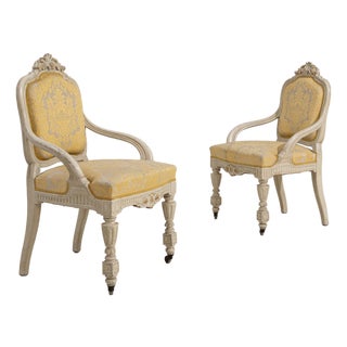 19th Century France Louis XVI Cream Wood Armchair For Sale