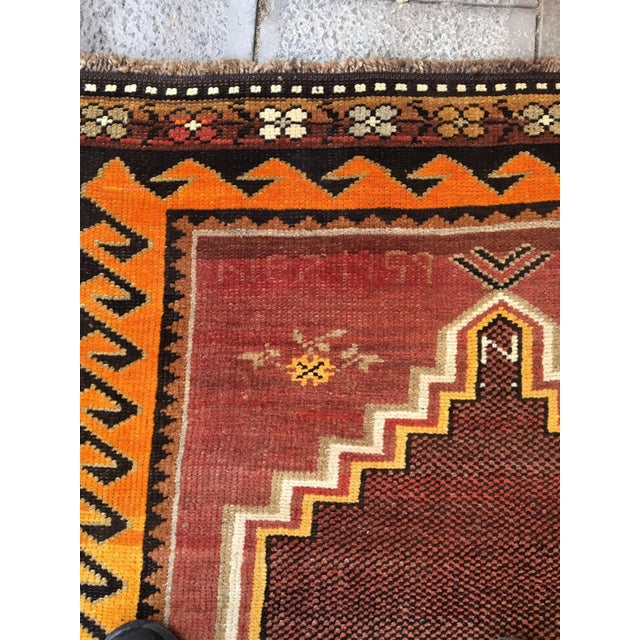 Boho Chic 1940s Vintage Anatolian Oushak Kars Runner Rug - 9′7″ × 3′7″ For Sale - Image 3 of 8