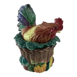 Fitz & Floyd Classics Ceramic Rooster Basket Canister