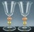 Murano Vintage Murano Glass Champagne Coupes, Peach and Gold-Leaf Ribbed Stems, Set of Ten For Sale - Image 4 of 8