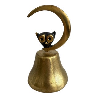 Rare Walter Bosse Mid Century Modern Owl Bell Hagenauer Brass Austria Vintage For Sale