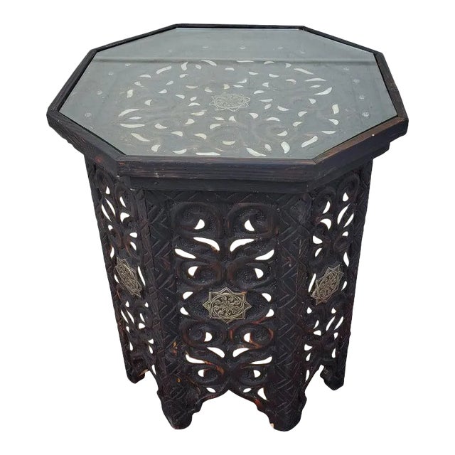 Moroccan Hexagonal Wooden Side Table - 8lm24 For Sale