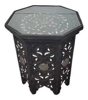 Moroccan Hexagonal Wooden Side Table - 8lm24