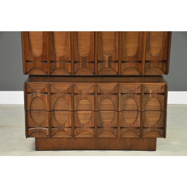 Wood 1970s Tobago Brutalist Tall Walnut Armoire Dresser For Sale - Image 7 of 10