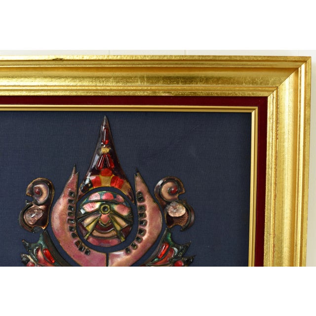 Mid Century Modern Copper Enamel Face Mask Sculpture For Sale In Tampa - Image 6 of 11