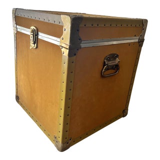 Mid-Century Modern, Mustard Yellow Campaign Style Trunk/Side Table For Sale