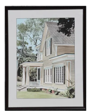 Realistic Perspective Architectural Galveston House Watercolor Painting 2000s
