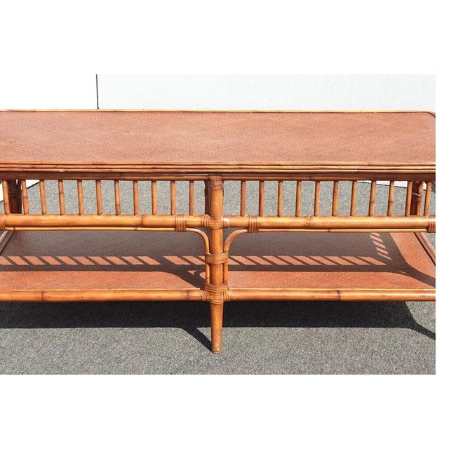 1990s Ethan Allen Vintage Rattan Bamboo Coffee Table For Sale In Baltimore - Image 6 of 6