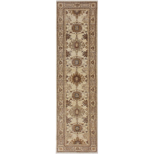 Boho Chic Ziegler Beige/Brown Wool Runner Rug- 2'6'' X 10'1'' For Sale - Image 10 of 10
