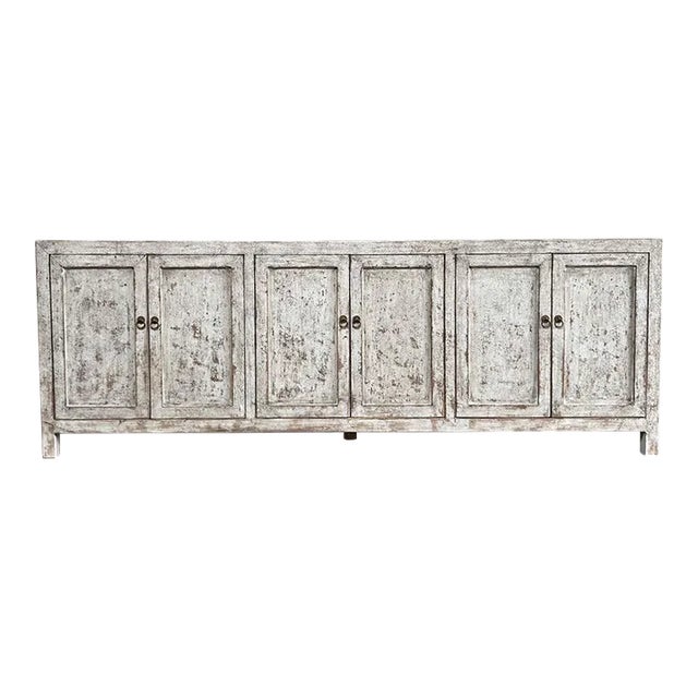 Large Reclaimed Wood Cabinet With 6 Doors For Sale