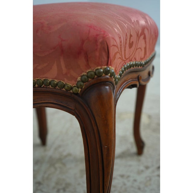 Vintage Leather Top Louis XV Style Carved Table W. 4 Chairs For Sale - Image 16 of 18
