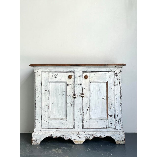 Antique White Distressed Wooden Primitive Sideboard For Sale - Image 12 of 12