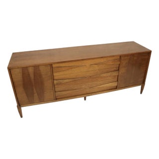 Vintage Mid-Century Modern Sculpted Walnut Credenza For Sale