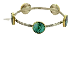 Gurhan Surf Paua Shell 24k Gold & Sterling 5 Stations Bangle