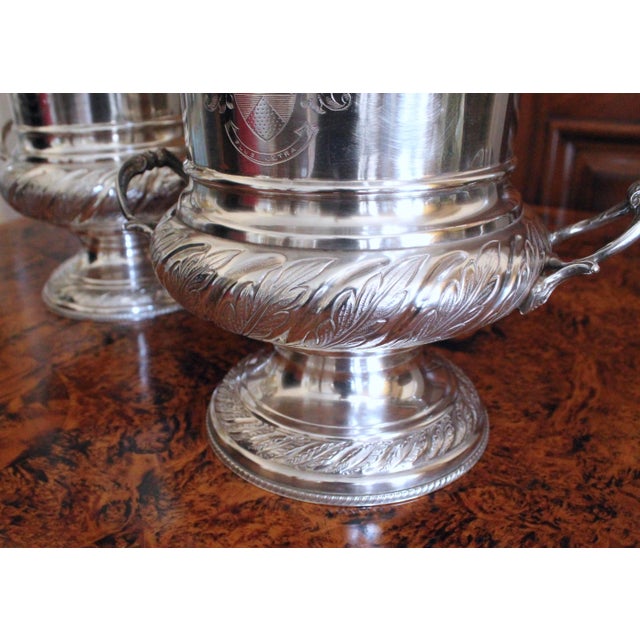 Pair English Silver Plate Campagna Urns- Champagne / Wine Coolers For Sale - Image 10 of 15
