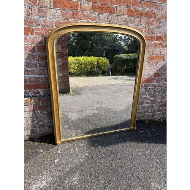 Gold Large Antique 19th Century English Arched Top Git Overmantle Mirror For Sale - Image 8 of 8