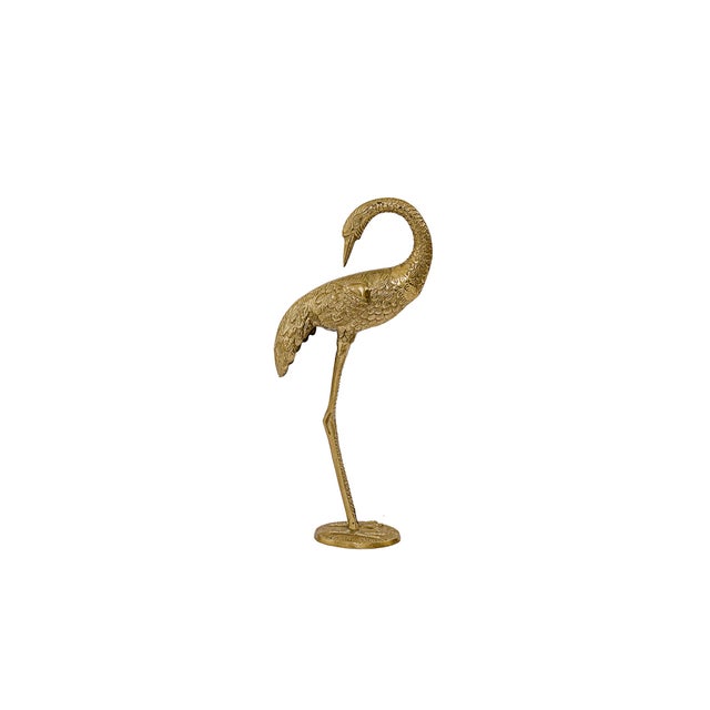 Bronze Vintage 24" Bronze & Brass Casted Mid-Century Chinoiserie Cranes For Sale - Image 8 of 12