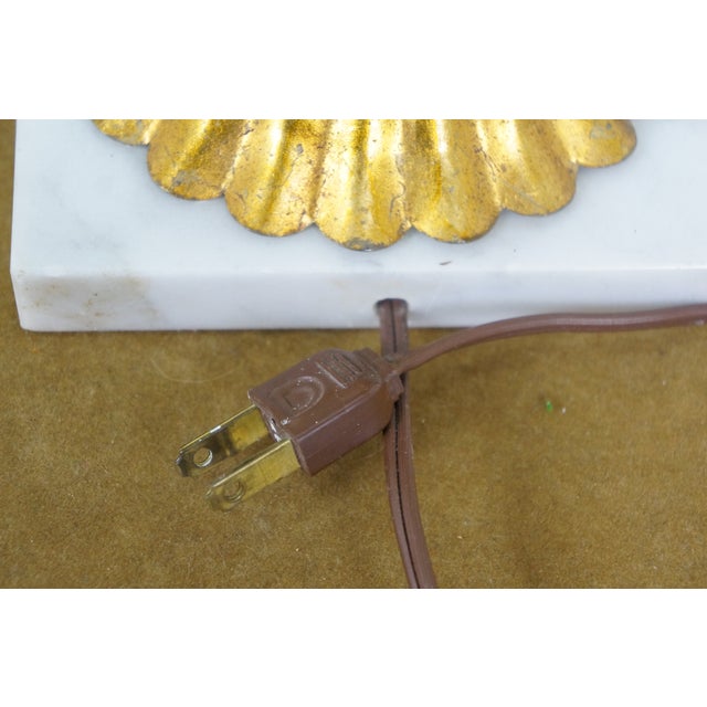 Mid 20th Century Italian Mid Century Hollywood Regency Florentine Gilt Tole Drop Crystal Lamps For Sale - Image 15 of 17