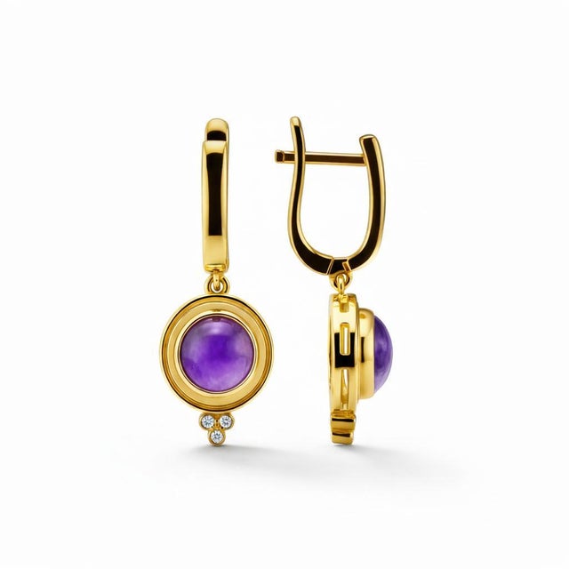 Not Yet Made - Made To Order Vintage Inspired Amethyst and Colorless Topaz Drop Earrings Silver, Gold, A Pair For Sale - Image 5 of 7