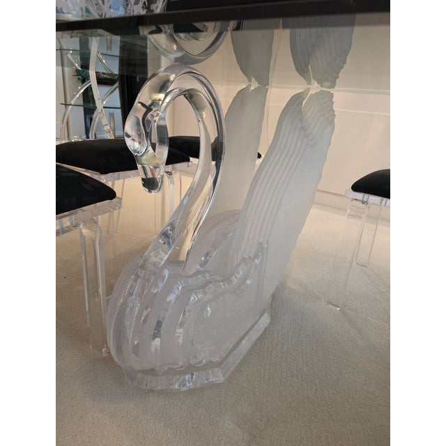 Art Deco Vintage Glass and Lucite Dining Table With Chairs For Sale - Image 3 of 7