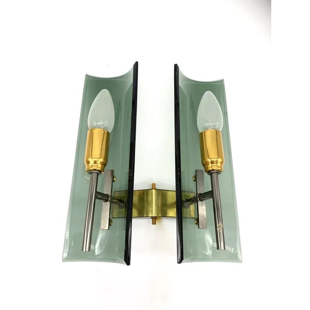 Gray Vintage Smoked Glass Wall Lamps, Italy, 1960, Set of 2 For Sale - Image 8 of 8