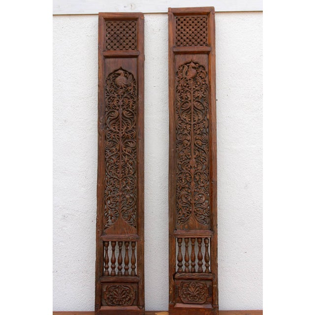 Pair of Tall Handcarved Antique Peacock Panels For Sale - Image 9 of 10