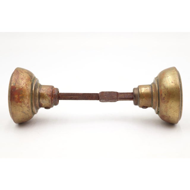 Traditional Pair of Vintage Concentric Brass Passage Door Knobs For Sale - Image 3 of 5