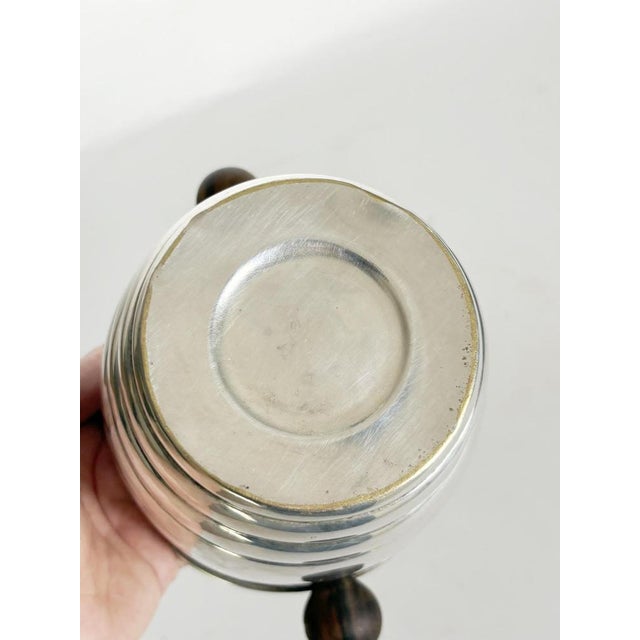 Art Deco Ice Bucket in Silver-Plated Metal and Wood, France, 1940s For Sale - Image 6 of 11