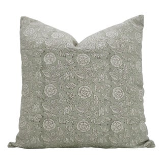 Floral Block Print Cushion Cover for Home Decor Thick Linen 18x18 Inch- Shillong For Sale