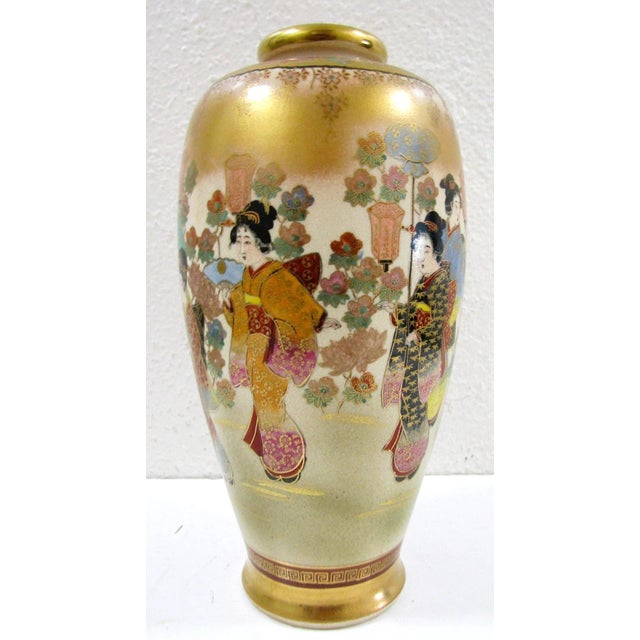 This Antique Satsuma Vase is a stunning piece of Japanese porcelain and pottery art from the late 19th century, featuring...