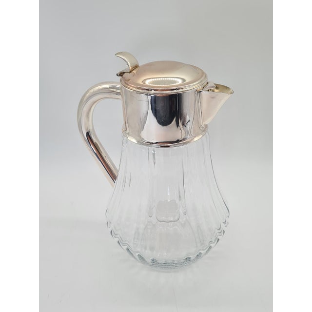 Metal Antique Glass Pitcher with Silver-Plated Mount, 1910s For Sale - Image 7 of 11