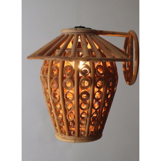 Bamboo Lantern Wall Lights, 1950s, Set of 2 For Sale - Image 14 of 18