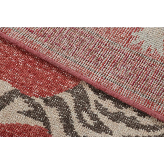 Textile Rug & Kilim’s Distressed Tiger Runner Rug in Red With Beige and Brown Pictorial For Sale - Image 7 of 8