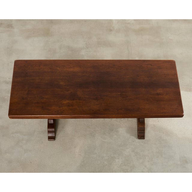 Country French Oak Farmhouse Trestle Dining Table For Sale - Image 4 of 18
