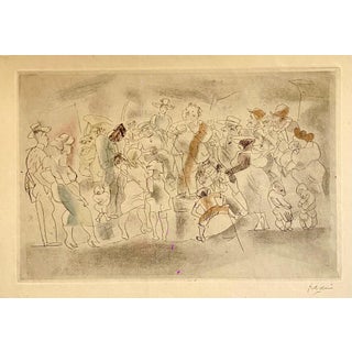 Jules Pascin, Etching with Hand Watercolor Painting Jules Pascin Pencil Signed For Sale