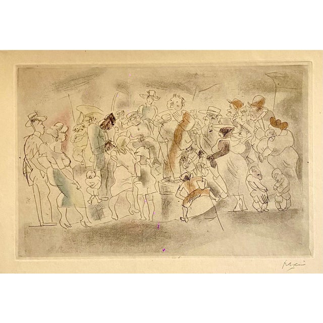 Jules Pascin, Etching with Hand Watercolor Painting Jules Pascin Pencil Signed For Sale