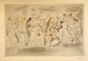 Jules Pascin, Etching with Hand Watercolor Painting Jules Pascin Pencil Signed