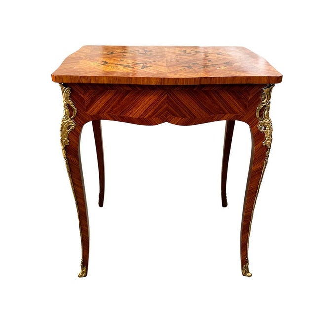 1930s Louis XV Style Writing Table With Gilt Ormolu For Sale - Image 4 of 8