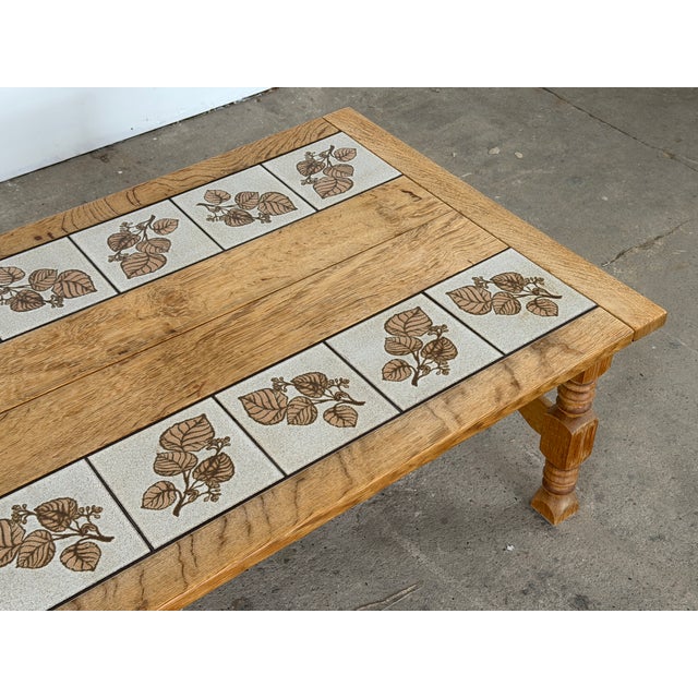 Wood Brutalist Danish Oak Tile-Top Coffee Table from Henning Kjærnulf, 1960s For Sale - Image 7 of 8