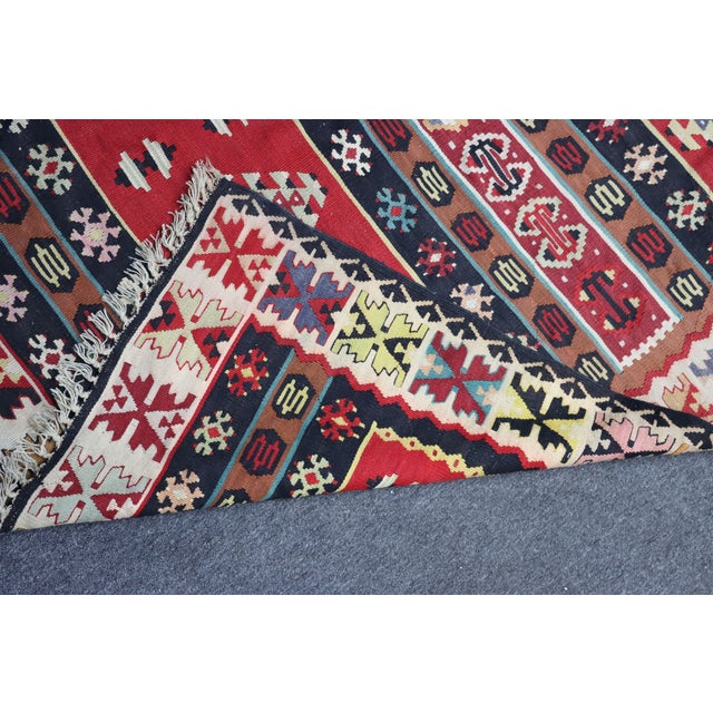 Red Southwestern Handwoven Wool Rug For Sale - Image 8 of 10