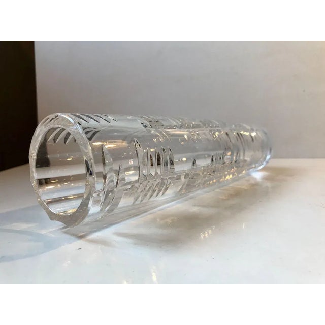 Tall Scandinavian Cut Crystal Vase, 1950s For Sale - Image 4 of 11