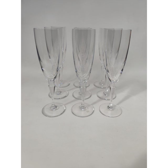 Vintage Saint Louis Crystal Champagne Flutes, 1990s, Set of 9 For Sale - Image 4 of 8