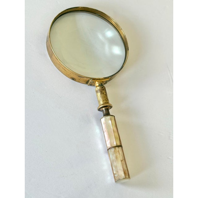 Ivory Vintage Mother of Pearl Magnifying Glass For Sale - Image 8 of 11