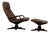Set of Mid-Century Danish Modern Brown Leather Adjustable Easy Chair and Ottoman from Berg Furniture, 1970s For Sale