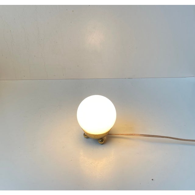 Small Vintage Scandinavian Snow Ball Table Light in Brass and Acrylic, 1970s For Sale - Image 4 of 9