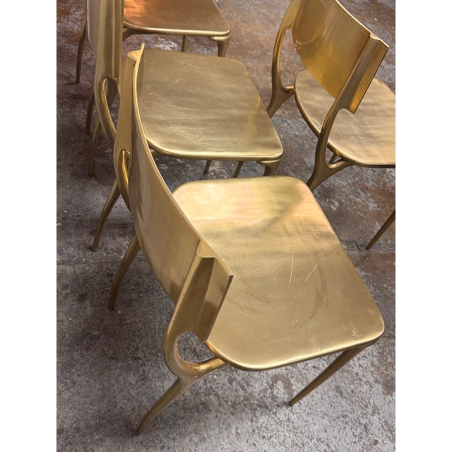 Metal Cb2 Oro Gold Dining Chairs, Set of Four For Sale - Image 7 of 12