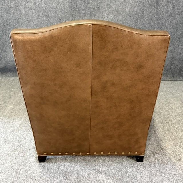 New Showroom Sample Alden Parks Modern Leather Club Chair For Sale - Image 4 of 10