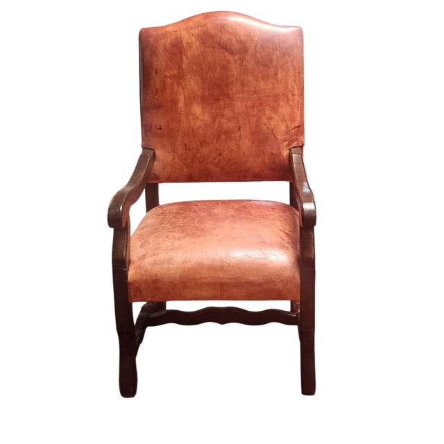 This is a pair of rustic leather arm chairs. They are handmade with a hand stitched seam on the back, very cool! The...